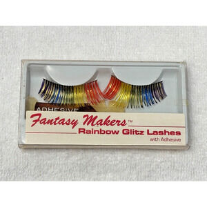 Vtg Rainbow Eyelashes Glitz Halloween Makeup Nail Polish Vamp Vixen Fantasy Make